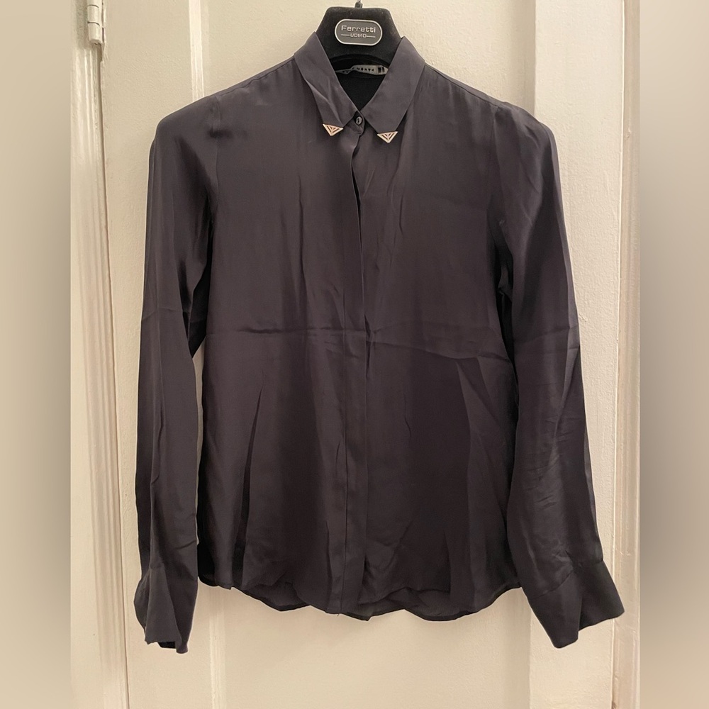 Zara Silk Button Doen Blouse